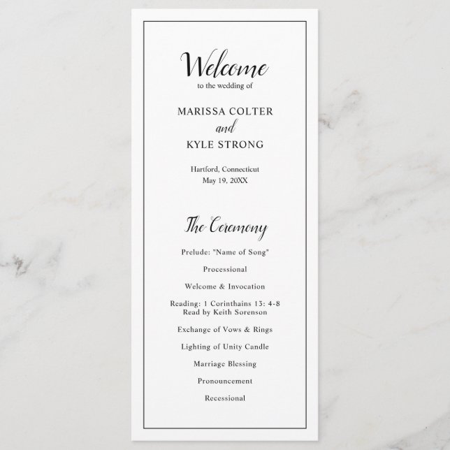 Programme Mariage Élégant Classique (Devant)