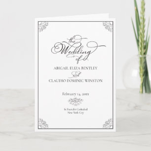 Programme Mariage Élégant Classique Calligraphie Noir & Blan