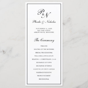 Programme Mariage élégant classique noir et blanc