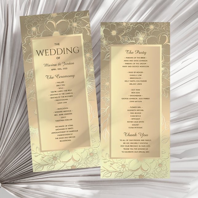Programme Mariage élégant doré vintage (Créateur téléchargé)