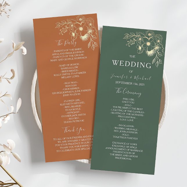 Programme Mariage Élégant en Terracotta et Vert Olive (Créateur téléchargé)