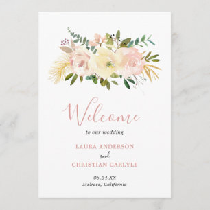 Programme Mariage Élégant Fleurs Rose Tendre