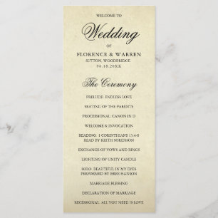 Programme Mariage Élégant Formel Vintage