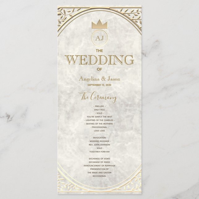 Programme Mariage Élégant Ivoire et Or (Devant)