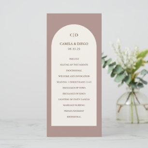 Programme Mariage élégant marron moderne voûté