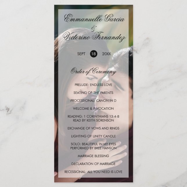 Programme Mariage Élégant Moderne en Photo (Devant)