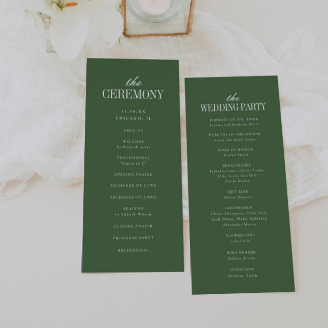Programme Mariage élégant moderne typographie vert olive fon (Créateur téléchargé)