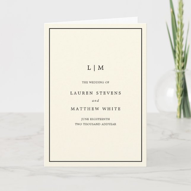 Programme Mariage élégant monogramme jaune beurre moderne (Devant)