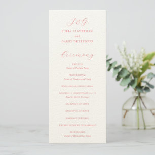 Programme Mariage Élégant Rose Corail Traditionnel