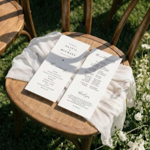 Programme Mariage Élégant Simple Cœur Noir & Blanc