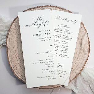 Programme Mariage Élégant Simple Cœur Noir & Blanc