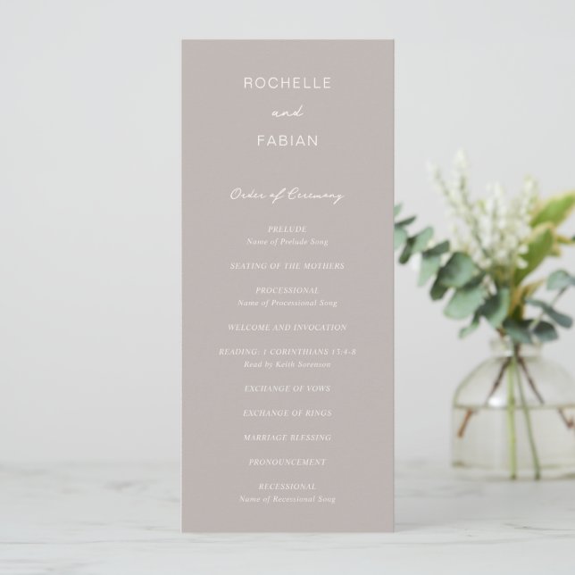 Programme Mariage élégant simple Taupe (Debout devant)