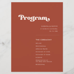 Programme Mariage en terre cuite rétro élégant
