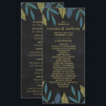 Programme Mariage feuille de tableau noir<br><div class="desc">Ces modèles de programme sont parfaits pour tout couple qui planifie une célébration mariage moderne branchée. Le design se compose d'un élégant arrière - plan en damier avec des feuilles feuillus chic dessinés à la main dans les tons bleu et vert. Le design simple peut être personnalisé pour votre événement...</div>
