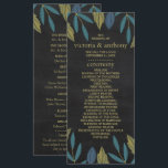 Programme Mariage feuille de tableau noir<br><div class="desc">Ces modèles de programme sont parfaits pour tout couple qui planifie une célébration mariage moderne branchée. Le design se compose d'un élégant arrière - plan en damier avec des feuilles feuillus chic dessinés à la main dans les tons bleu et vert. Le design simple peut être personnalisé pour votre événement...</div>