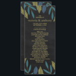 Programme Mariage feuille de tableau noir<br><div class="desc">Ces modèles de programme sont parfaits pour tout couple qui planifie une célébration mariage moderne branchée. Le design se compose d'un élégant arrière - plan en damier avec des feuilles feuillus chic dessinés à la main dans les tons bleu et vert. Le design simple peut être personnalisé pour votre événement...</div>