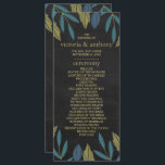 Programme Mariage feuille de tableau noir<br><div class="desc">Ces modèles de programme sont parfaits pour tout couple qui planifie une célébration mariage moderne branchée. Le design se compose d'un élégant arrière - plan en damier avec des feuilles feuillus chic dessinés à la main dans les tons bleu et vert. Le design simple peut être personnalisé pour votre événement...</div>