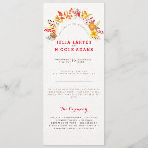 Programme Mariage Fleur de Boho Orange Violet Feuillage