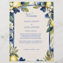 Mariage floral bleu citron italien
