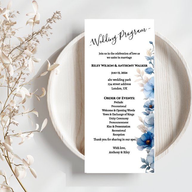 Programme Mariage floral bleu et blanc (Créateur téléchargé)
