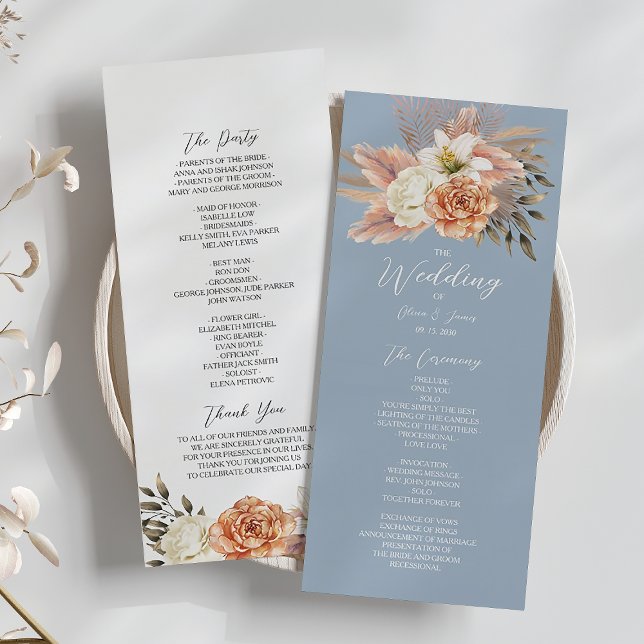 Programme Mariage Floral Bleu Poussiéreux et Pêche (Créateur téléchargé)