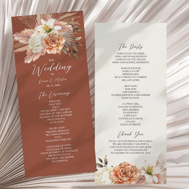 Programme Mariage Floral Bohème Rustique (Créateur téléchargé)