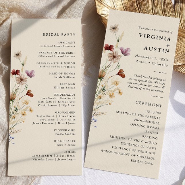 Programme Mariage Floral Boho Élégant (Elegant Boho Floral Wedding Program
)