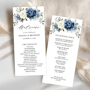 Programme Mariage floral d'ivoire de la Dusty Blue Navy