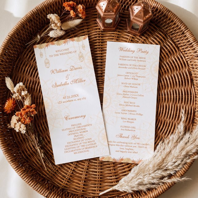 Programme Mariage Floral Élégant Lanterne Arabe (Créateur téléchargé)