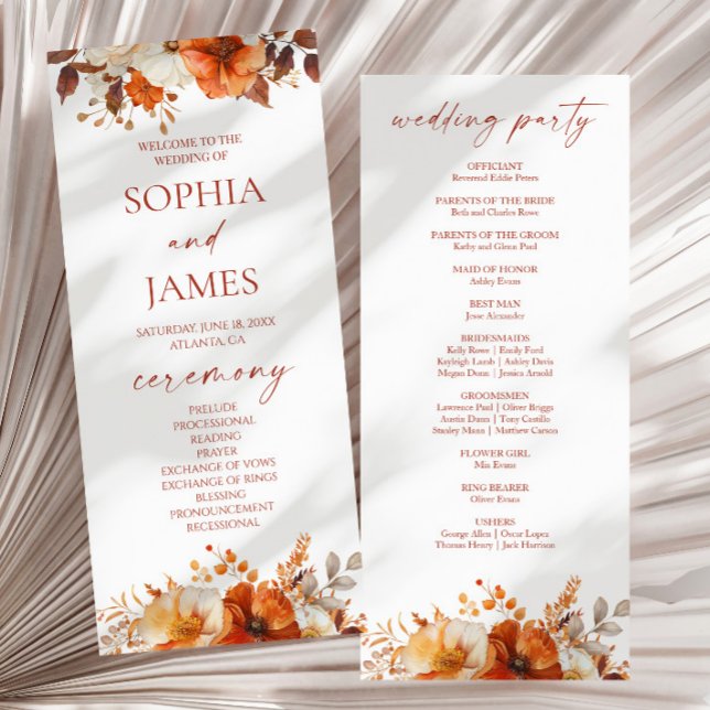 Programme Mariage Floral Élégant Rustique d'Automne (Créateur téléchargé)