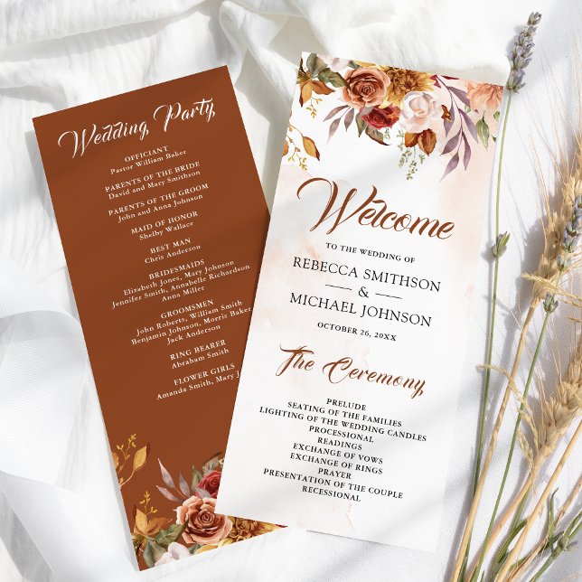 Programme Mariage Floral en Terracotta Bourguignon Rustique (Créateur téléchargé)