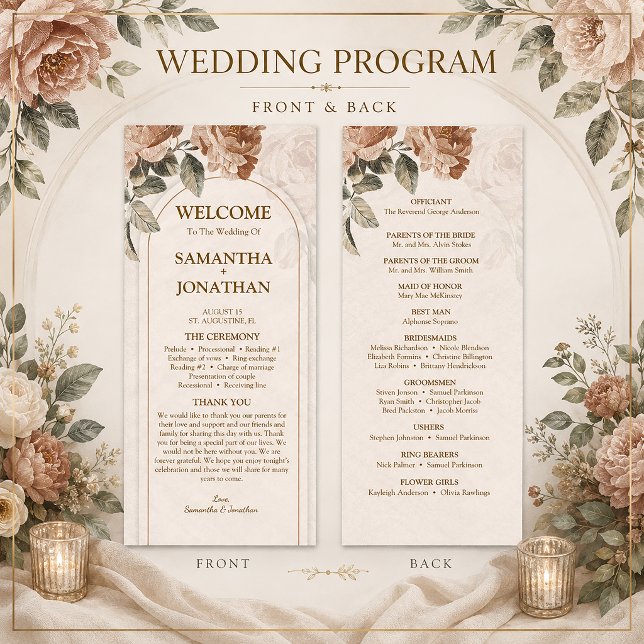 Programme Mariage Floral en Terracotta Vintage | (Créateur téléchargé)