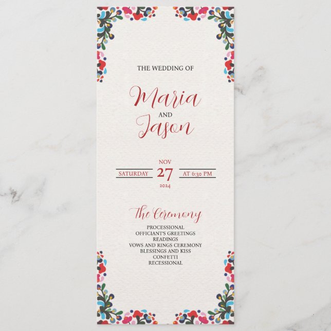 Programme Mariage Floral Floral Colorful (Devant)