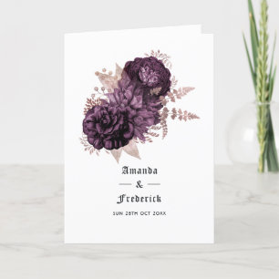 Programme Mariage floral foncé violet et Rose or