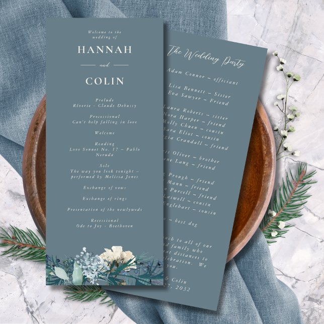 Programme Mariage floral gris bleu foncé hiver (Créateur téléchargé)