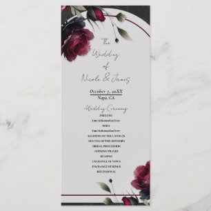 Programme Mariage floral gris ombré aux roses rouges de Bord