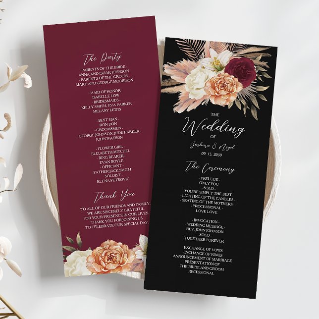 Programme Mariage Floral Noir Bourgogne (Créateur téléchargé)