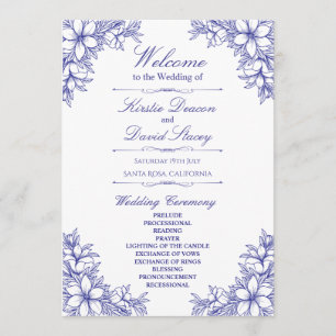 Programme Mariage Floral Orné Bleu