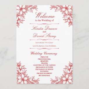 Programme Mariage Floral Orné Rouge