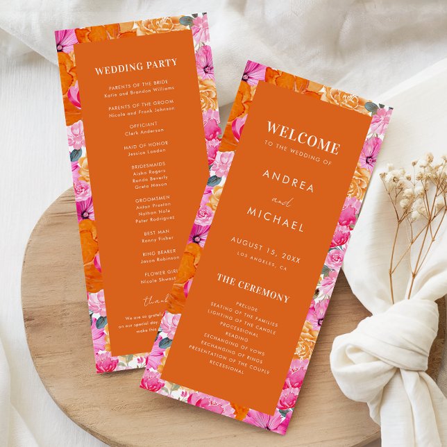 Programme Mariage floral rose et orange d'été (Créateur téléchargé)