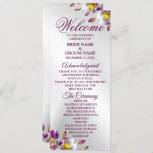 Programme Mariage Floral Rose violet argenté Elégant