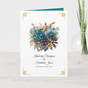 Programme Mariage floral sarcelle, violet et or