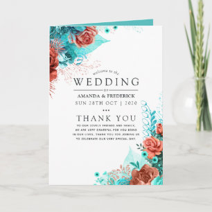 Programme Mariage floral turquoise et corail