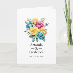 Programme Mariage floral turquoise, jaune et rose