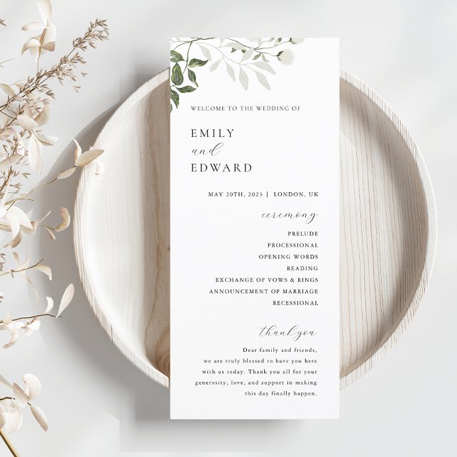 Programme Mariage floral vert et blanc Sage (Créateur téléchargé)