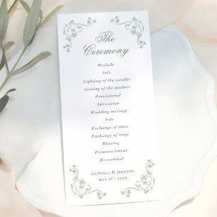 Programme Mariage Floral Vintage Vert Sauge