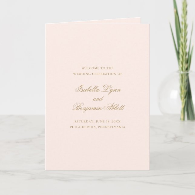 Programme Mariage Formel Élégant Rose Traditionnel (Devant)