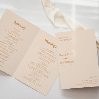 Programme Mariage Formel Simple Minimal Terracotta Plié