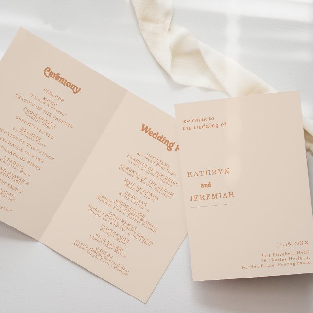 Programme Mariage Formel Simple Minimal Terracotta Plié (Créateur téléchargé)