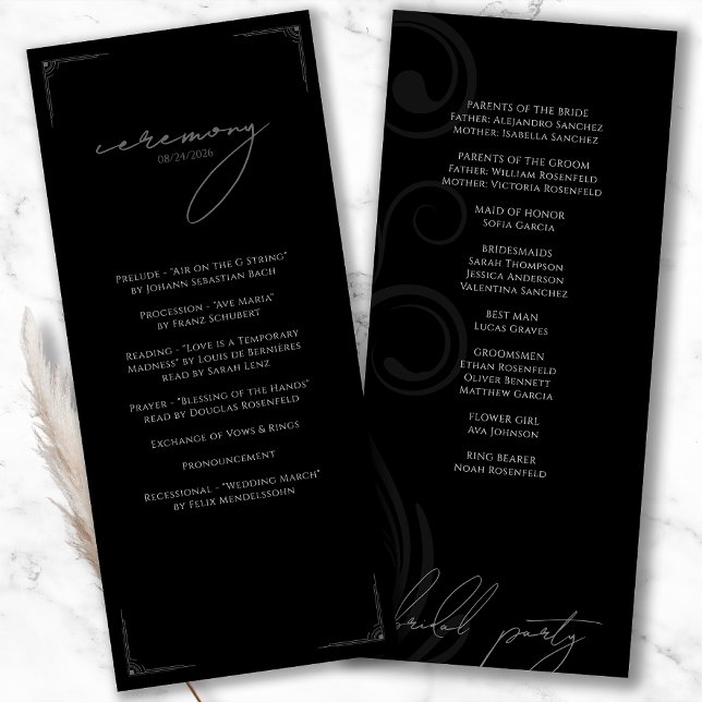 Programme Mariage Formel Vintage Noir et Blanc (Créateur téléchargé)